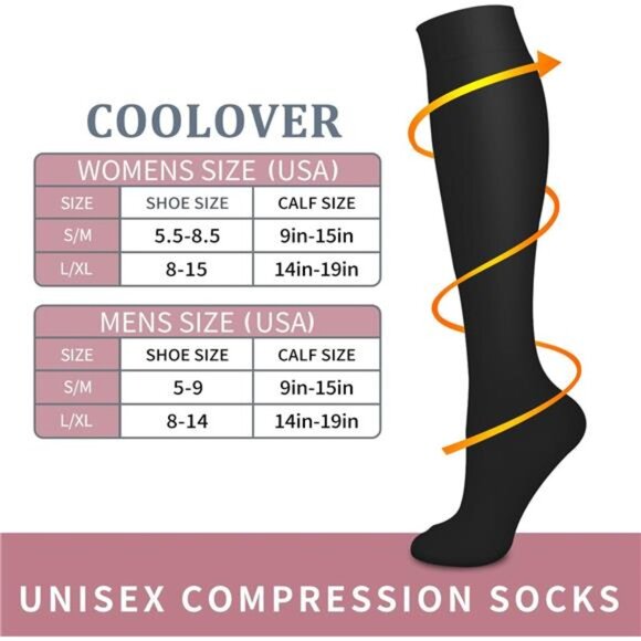 4 Pairs Compression Socks for Women and Men -Best Support for Running, Nursing - Picture 7 of 8